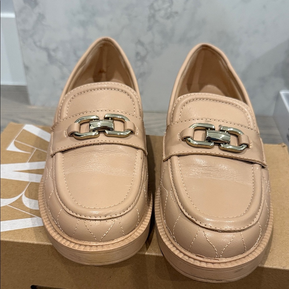 Zara Beige Loafers with Silver Accent